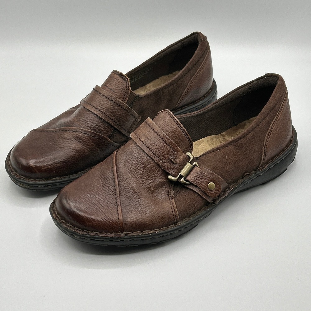 Earth Spirit Brown Leather Gelron Cushion Slip On Loafers Womens 7.5 Minimalist